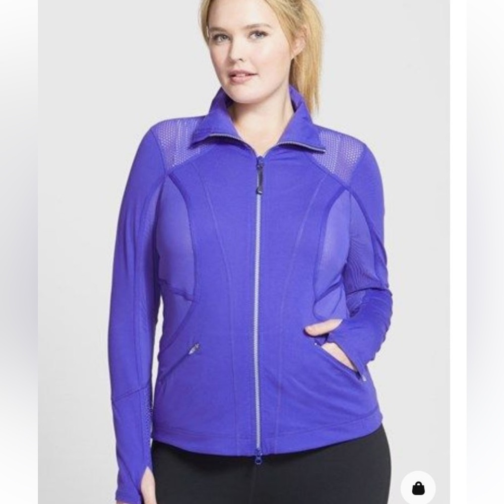 - Zella zippered workout jacket with mesh in Purple size L